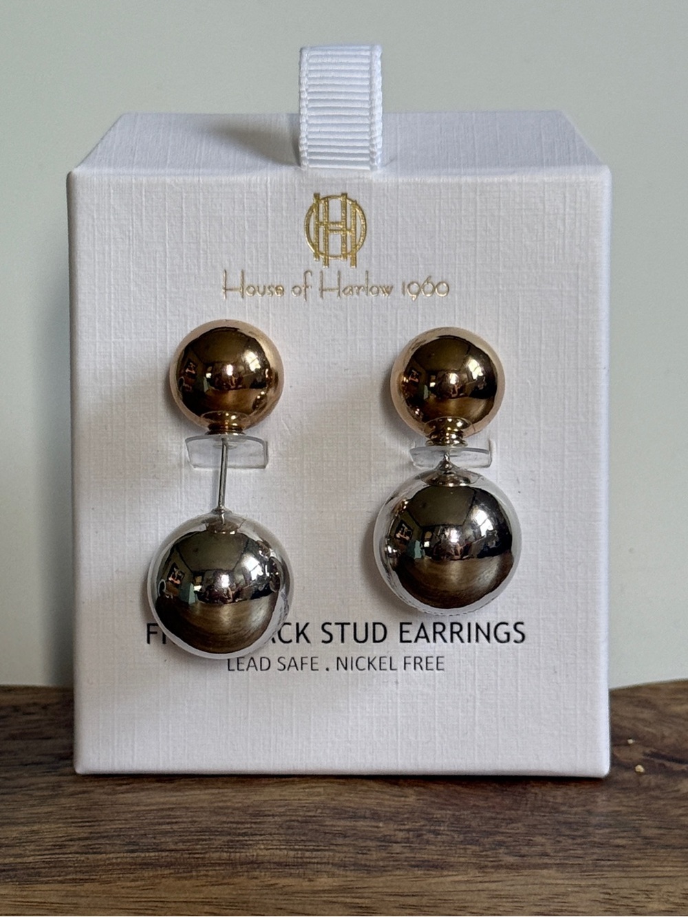 House of Harlow 1960 Two-Tone Front Back Stud Earrings